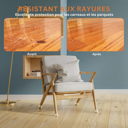 ChaiseFixe™ | Chaussettes invisibles et flexibles pour pieds de chaise – protégez vos sols contre les rayures