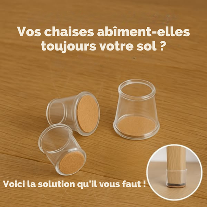ChaiseFixe™ | Chaussettes invisibles et flexibles pour pieds de chaise – protégez vos sols contre les rayures